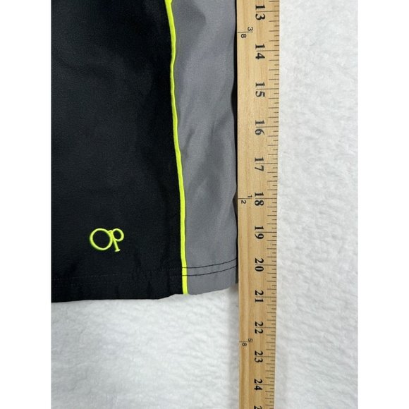 Op Ocean Pacific Swim Trunks Mens XL 40-42 Black Gray Lime Mesh Lined Shorts - Picture 8 of 9